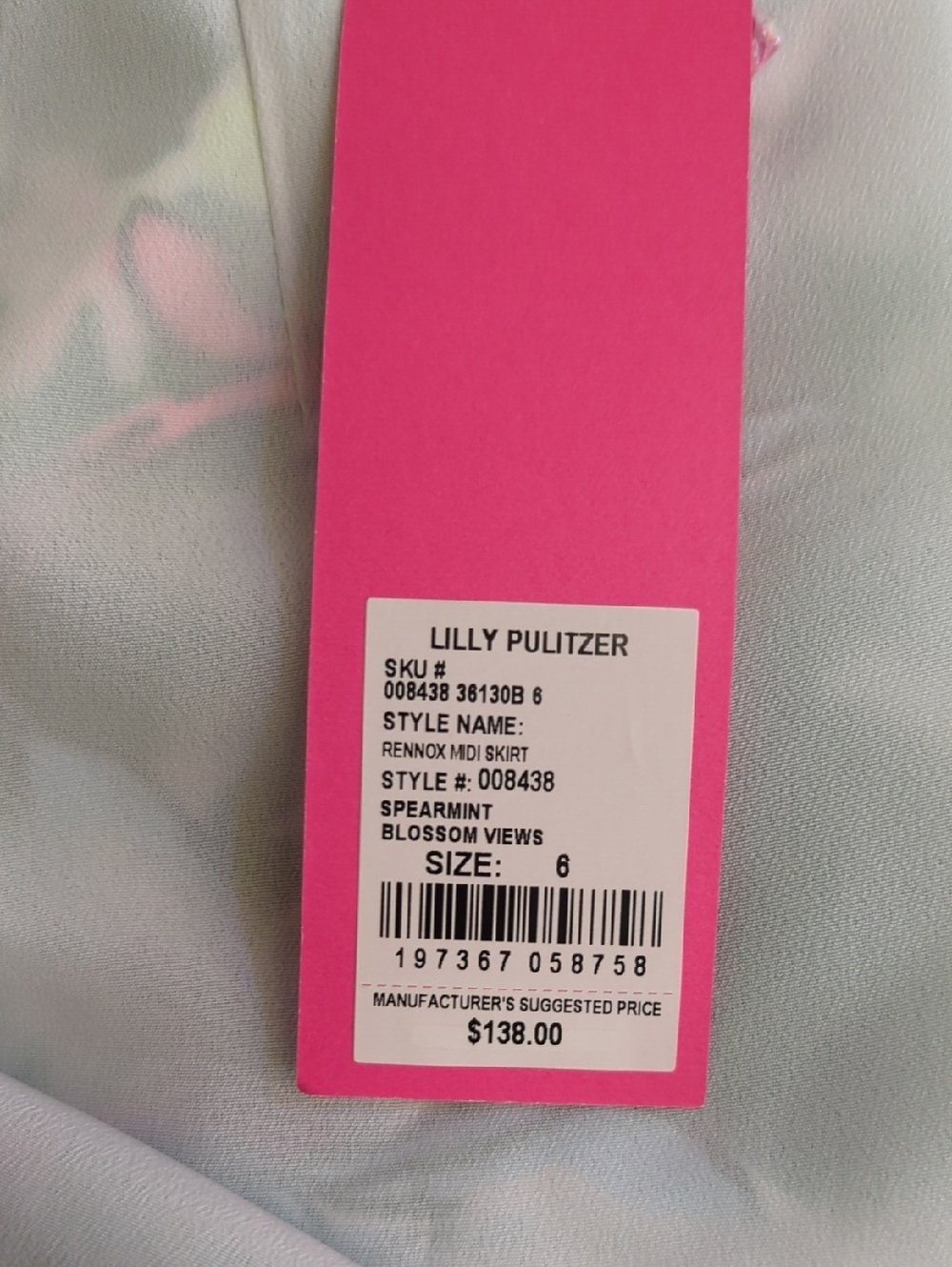 Lilly Pulitzer Rennox Green & Pink Floral Midi Skirt Size 6 - Picture 10 of 12